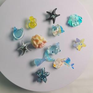TEMU 12개, DIY 인어 껍질 해양 시리즈 분리 가능한 참 장식 세트 - 슬리퍼, 가방용, 발렌타인데이 선물 및 생일 파티 용품