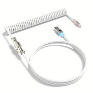 TEMU ATTACK SHARK C01 울트라 RGB 코일 키보드 케이블, 게이밍용 USB-C 파일럿 케이블, 안정적인 듀얼 슬리브 디자인, 2m 타입-C to USB-A 하이퍼스피드, PC 게이머를 위한 탈착식 메탈 파일럿