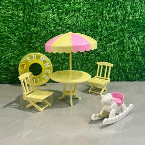 TEMU 여름 스타일 5피스 세트, 인형집 해변 휴가 세트: 해변 체어, 파라솔, 트로이 목마, 수영링, 여름 미니어처 액세서리. 인형집 필수품, DIY 장식, 귀여운 놀이용품, 핸드메이드 소형 모델, 인기 홈 데코. 부활절/생일/크리스마스/발렌타인데이 또는 명절 선물, 가족 선물|양산