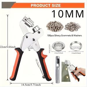 TEMU DIY 타포린, 인조 가죽 및 방수 원단 프로젝트용 필수 100/200개 6/10mm 메탈 링이 포함된 완전한 아이렛 펀치 키트 - 재봉 및 공예 용품