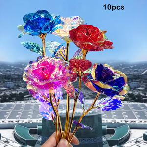 TEMU 10개 세트 인공 장미, 플라스틱 꽃, 어머니의 날, 생일 파티, 결혼식 장식, 배터리 필요 없음