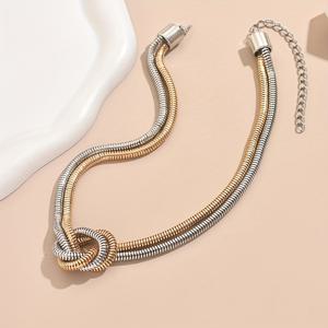 TEMU 1pc 여성용 우아한 다층 나선 뱀 체인 목걸이, 기하학적 매듭 디자인, 철제 패션 초커, 일상 착용 및 선물에 적합, 올 시즌 액세서리