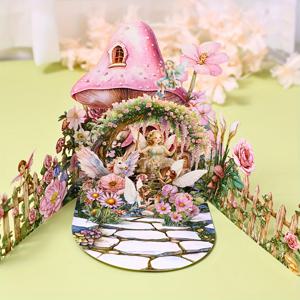 TEMU 1개의 Whimsy Wings 3D 팝업 요정 정원 인사말 카드, 천사와 유니콘 디자인, 특별한 날을 위한 메모 카드, 봉투 포함, 생일, 데이, 어머니의 날을 위한 종이 공예 - 다목적