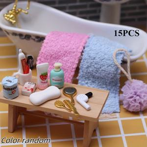 TEMU 15pcs 1:12 스케일 인형 집 욕실 액세서리 세트, 현실적인 메이크업 및 미용 도구, 미니 헤어 드라이어, 빗자루, 거울, 치약, 브러시, 플라스틱으로 제작, 전기 미만, 혼합 색상, 랜드스케이프 DIY 장식 및 사진 촬영 용품