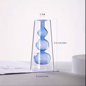 TEMU 현대 노르딕 스타일 더블 글래스 보리 - 아로마 테라피 및 꽃 장식에 적합한 창의적인 디자인, 흙 재배 및 테이블 장식 없음, 거실 장식에 완벽한 선택