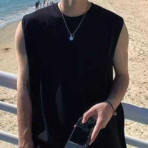 TEMU 남성용 여름 캐주얼 민소매 탱크탑 - 부드럽고 편안한 라운드넥, 세탁기 사용 가능, 블랙, 해변, 스포츠 및 캐주얼 웨어에 완벽한 여름 탱크탑|스포츠|남자나시