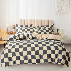 TEMU 3pcs 체크무늬 이불 커버 세트, 침실용 침구 세트, 게스트룸용 (1*이불 커버 + 2*베개커버, 코어 없음)