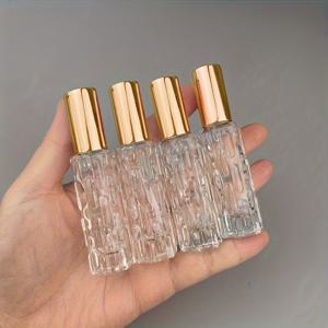TEMU 4개 0.34oz 우아한 투명 유리 향수 스프레이 병, 골드 미스트 노즐 - 리필 가능, 누수 방지 여행용 향수 및 메이크업 샘플 용기, 휴대하기 쉬움
