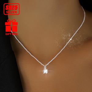 TEMU 1개 S925 스털링 실버 릴리 오브 더 밸리 목걸이, 한국 및 일본 스타일 플로럴 펜던트 칼라본 체인, 여성용 저자극성 선물, 약 1.86g