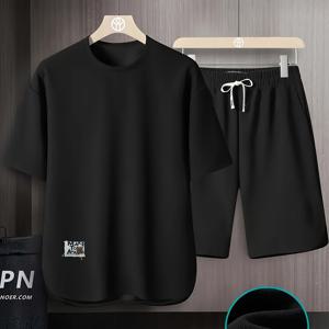 TEMU 여름 남성용 캐주얼 트렌디 스포츠웨어 세트, 패셔너블 탑과 팬츠 투피스|반팔티