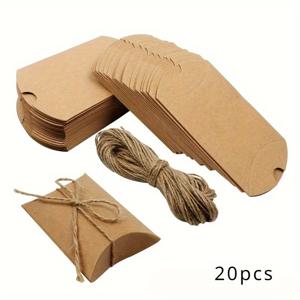 TEMU 20/50개, 크라프트 종이 베개 상자, 끈 선물 상자, 보석, 결혼식, 파티 선물, 기프트 카드 미니 캔디 베개 선물 상자, 가장 저렴한 품목, 소규모 사업 용품, 포장 상자, 결혼식 장식, 결혼식, 선물 상자