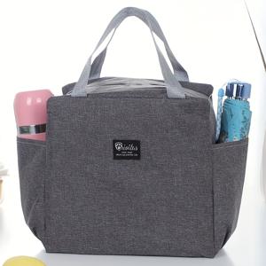 TEMU 컴팩트 디자인, 스타일리시한 보온 도시락 가방 - 내구성 있는 알루미늄 호일, 휴대용 & 세탁 가능, 사무실/학교/여행/피크닉용 - 완벽한 선생님 선물, 회색 비식품 접촉