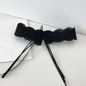 TEMU 1개 여성용 레이스 & 리본 조절 가능한 와이드 벨트 - 드레스, 스커트, 캐주얼, 결혼식, 파티용 레트로 스위트 스타일 패션 액세서리 (블랙 & 브라운), 웨딩 의상, 파티 액세서리, 세련된 장인정신의 보우 디테일 벨트