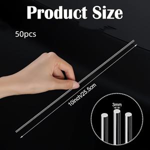 TEMU GDGDSY 50pcs 10인치 투명 아크릴 막대, 아크릴 도우렐 막대, 둥근 아크릴 막대, 아크릴 스트립, 공예, 파티 장식, 정원