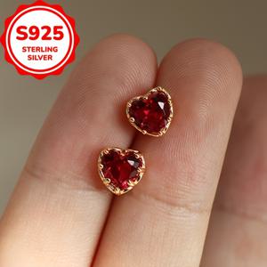 TEMU 2개 세트 1.6g S925 클래식 패션 복숭아 하트 러브 귀걸이 커프스 봄 여름 주얼리 일상 착용 발렌타인데이, 어머니날, 부활절, 크리스마스 선물 여성 액세서리 휴일 선물, 크리스마스에 가장 적합