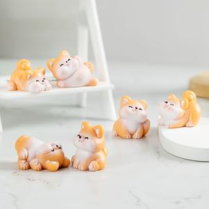 TEMU 매력적이고 장난스러운 시바 이누 자동차 인테리어 데스크탑 오너먼트 6개 세트, 랜드스케이프 다육식물 DIY 장식 피규어, 명절 및 생일 선물에 적합
