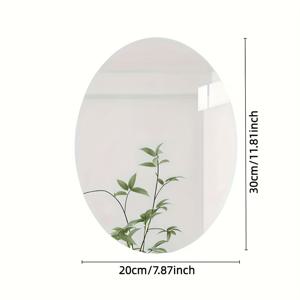TEMU 2D 평면, 1개 타원형 아크릴 거울 벽 스티커, DIY 자체 접착식 벽 장식용 화장실 욕실 침실 드레싱 테이블에 적합한 세면대 미러