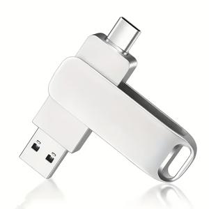 TEMU 4GB/100GB/128GB 듀얼 USB C 플래시 드라이브 - 2-in-1 USB 2.0 & C형 OTG 썸 드라이브, 스마트폰, 태블릿, 노트북용 고속 메탈 메모리 스틱