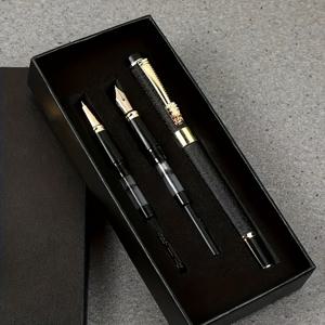 TEMU 니브 포함 3개 금속 만년필 세트 - 0.38mm/0.5mm/1.0mm - 서예, 예술 작품 및 일상 쓰기에 적합 - 우아한 검정색 선물 상자 포함