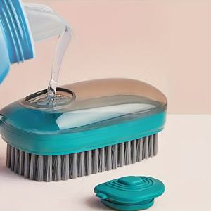 TEMU 내장된 비누 디스펜서가 있는 다목적 액체 청소 브러시 - 카펫, 바닥, 욕실용 깊은 청소, 스크럽 및 세척 도구 - 수동, 전기 필요 없음, 가정 및 사무실 사용에 이상적, 욕실 청소 필수품|인체공학적 손잡이|내구성 있는 플라스틱 브러시, 욕실 청소제
