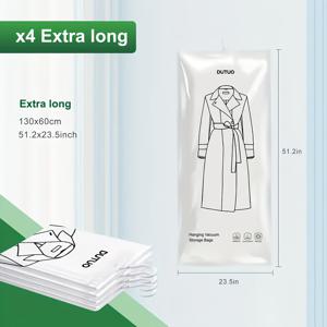 TEMU 4pcs DUTUO 하이든 진공 보관 가방 - 주머니를 위한 플라스틱 주최자 가방, 의류, 드레스 및 슈트에 이상적 - 짧은, 긴 및 추가 긴 크기에서 사용할 수 있습니다, 옷장 정리 | 지퍼 보관 가방 | 내구성 있는 플라스틱 재료, 걸이 보관 주최자, 옷장 주최자 및 보관