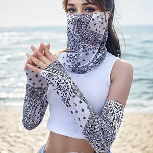 TEMU 2pcs 세트 - 봄과 여름을 위한 통기성 냉각 팔 소매 및 목도리, 사이클링 및 야외 활동을 위한 타이디 디자인, 야외 여성 팔 소매는 느슨하고 통기성이 좋습니다.|팔토시|쿨토시|스카프