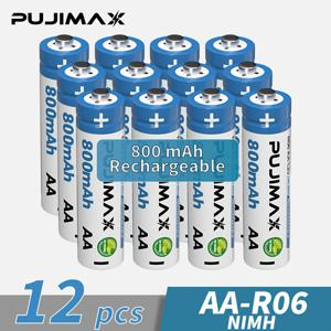 TEMU PUJIMAX AA 니켈수소 충전지 800mAh 고용량, 고품질 1.2V 장시간 사용 가능 - 태양광 조명, 팬 및 기타 용도