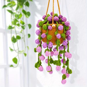 TEMU 걸이 화분 크로셰 키트, 단계별 설명서 및 비디오 튜토리얼이 포함된 크로셰 키트, 성인용 DIY 뜨개질 키트, 선물
