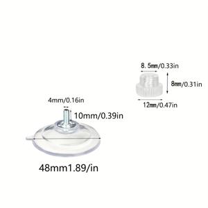 TEMU 10개 미니 흡착 후크, 41mm/48mm M4 나사 PVC 투명 강력 흡착 패드, 욕실 벽, 창문, 차량 선바이저용 키걸이, 유리 흡착 홀더, 스크류 너트 포함