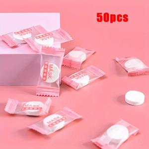 TEMU 50/100팩 일회용 압축 얼굴 마스크 - 무향료, 개별 포장, 우유, 달걀 흰자, 알로에 베라 주스가 함유된 맞춤형 - 여행 친화적이고 편리한 페이셜 트리트먼트 및 피부 관리 제품