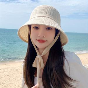 TEMU 여성용 통기성 버킷햇 3색상 선택 가능, 접이식 낚시꾼 모자, 컷아웃 페이스 바이저, 비치 아웃도어 캐주얼 방풍 선캡|벙거지모자