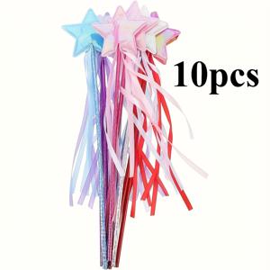 TEMU 10pcs 공주 마법봉, 페어리봉과 반짝이는 다섯점 별, 완전 귀여운 스타일, 크리스마스 파티 및 코스프레, 여름 휴가, 독립기념일 축하 행사, 코스프레 및 파티용