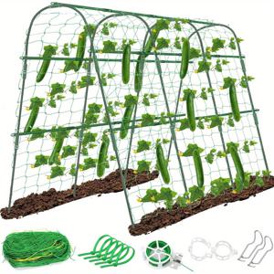 TEMU 63 x 45 인치 U형 정원 트렐리스,攀爬식 식물용, 야외 금속 분리 가능한 아치 식물 지원, 야채용 네트 포함, 올려진 침대용 쿠마베트 트렐리스, 야채 정원 지원 | U형 트렐리스 | 내구성 있는 플라스틱 프레임