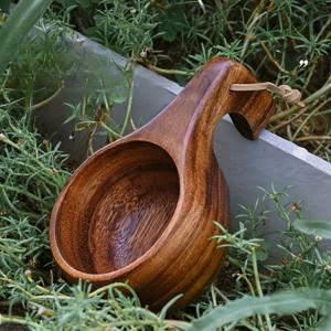 TEMU 손으로 제작된 walnut wood 커피 머그 컵 - 캠핑, 여행, 일상 사용을 위한 내구성, 휴대성, 미끄럼 방지 디자인 - 뜨거운 및 차가운 음료에 적합, 캠핑 커피 컵 | 독특한 커피 컵 디자인 | 내구성 있는 나무 머그, 커피 여행 머그