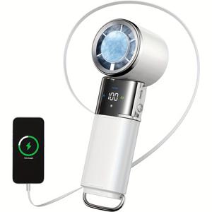 TEMU TFQXA1Z 130° 조절 가능한 각도, 반도체 냉각 기술 & 아이스 릴랙스 기능, 6000mAh USB 충전식 휴대용 목걸이 선풍기, 실내/외 사용 가능, 접이식 목 스트랩 및 클립 포함, 10W 고속 충전, 핸즈프리 쿨링, 세련된 디자인의 다목적 냉방 설정