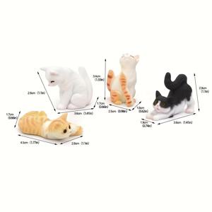 TEMU 1:12 스케일 리얼리스틱 고양이 피규어 4개 세트, 세밀한 손으로 그린 미니 고양이 장식, 인형의 집 액세서리, 고양이 케이크 토퍼