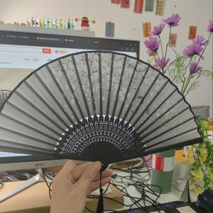 TEMU 1개 우아한 대나무 접이식 부채 - 전통 중국 스타일, 벚꽃과 자연 감성 디자인, 가벼운 나무 프레임, 학생 및 여성 선물용, 고풍스러운 대나무 장식품