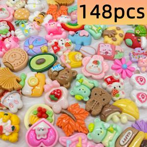TEMU 48/68/98/148pcs 혼합 레진 장식 액세서리, 장식 비즈, 캐릭터, 꽃, 동물, 장식 레진 애플리케이션, 휴대 전화 케이스, 헤어 클립, 사진 프레임, 기타 보석, DIY 장식 액세서리, 크림 접착제 제작 액세서리, 수제 액세서리, 창의성을 보여주세요, 휴일 선물