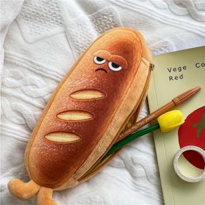 TEMU 장식 빵 모양의 귀여운 토스트 스타일 플러시 연필 케이스, 다용도 지퍼 내구성 있는 감정적인 문구 가방|필통