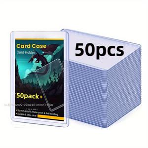 TEMU 50개/100개 카드 투명 PVC 카드 홀더 - 야구, 축구, 사진 카드, 트레이딩 및 게임 카드 탑 로더 보호 케이스 - 내구성과 방수 트레이딩 카드 보호기, 카드 수집가에게 적합 - 표준 크기 카드, TCG를 위한 완벽한 선물 - 카드 러버의 완벽한 선물