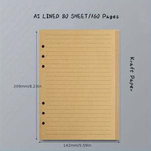 TEMU A5 /A6 리필 용지, Purture 루스 리프 바인더 용지, College Ruled Notebook Paper, A5 Lined Writing Paper, A5 Planner Inserts 리필 용지 바인더 플래너 노트북 저널, 80 매/160 페이지