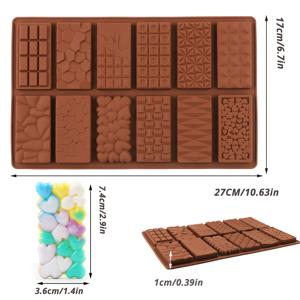 TEMU 1pc, 초콜릿 바 모양 성형기, 분리 가능한 초콜릿 성형기 3D 실리콘 성형기, 캔디 성형기, 무스 케이크 성형기, 왁스 멜트용 비스듬한 대형 성형기