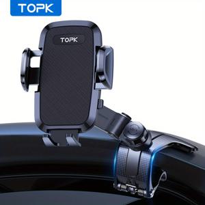 TEMU TOPK D36-J 대시보드 자동차 전화 홀더, 360° 조절 가능, 미끄럼 방지 실리콘 클립, 모든 스마트폰에 적합, ABS 소재, 비수면 방지, 대시보드 마운트 | 세련된 디자인 | 안전한 그립|그립톡