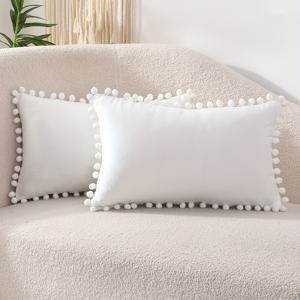 TEMU 2pcs 볼 앤 볼 평면 색상 폴카 도트 벨벳 허리 쿠션 베개, 홈 데코, 방 장식, 사무실 장식, 거실 장식, 소파 장식 (베개 코어 없음)