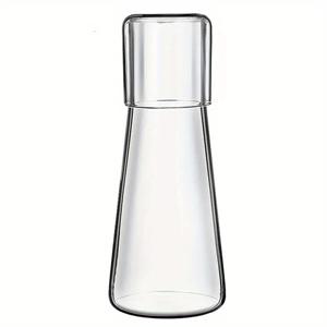 TEMU 1개 30oz/850ml 투명 침대 옆 물병 세트, 침실용 텀블러 유리와 함께, 침대 옆 화장대 물병 및 물 유리 세트, 욕실용 구강 세척 디스펜서, 주스 차용으로 사용 가능한 고급 보로실리케이트 유리 뜨거운 차가운 물 주전자와 마시는 컵 뚜껑, 선물용