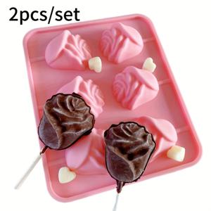 TEMU 2개 세트, 3D 장미 꽃 실리콘 몰드, 데이 초콜릿 몰드, 논스틱 및 고온 저항 DIY 케이크 및 디저트 베이킹 장식 도구, 재사용 가능한 식품 등급 주방 액세서리, 페이스트리 숍에 적합