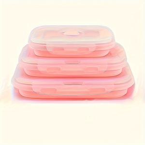 TEMU 3개 BPA 프리 실리콘 식품 보관 용기 - 접이식, 전자레인지 및 냉동고 사용 가능, 이동식 식사 및 여행 필수품|냉동고
