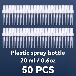 TEMU 미니 미스트 스프레이 병 50개입, 0.6oz(20ml - 휴대용 리필 가능, 향수·에센셜 오일·메이크업 제거제·로션용, 여행 친화적, PVC 프리 플라스틱, 투명 화이트 캡, 향수 리필 병|오일스프레이