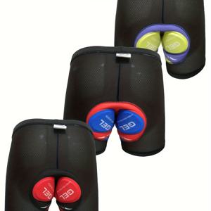 TEMU 3-팩 남성 사이클링 반바지, 기하학적 프린트, 실리콘 패딩, 통기성 폴리에스터, 타이트 핏, 탄성, 스포츠, 하이킹, 헬스장, 청소년 및 성인용