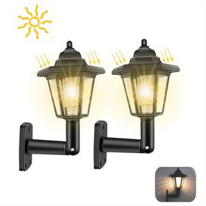 TEMU 2pcs 육각형 태양광 조명 야외 LED 태양광 조명 Led 벽 램프 레트로 랜턴 정원 장식 방수 야외 태양광 거리등